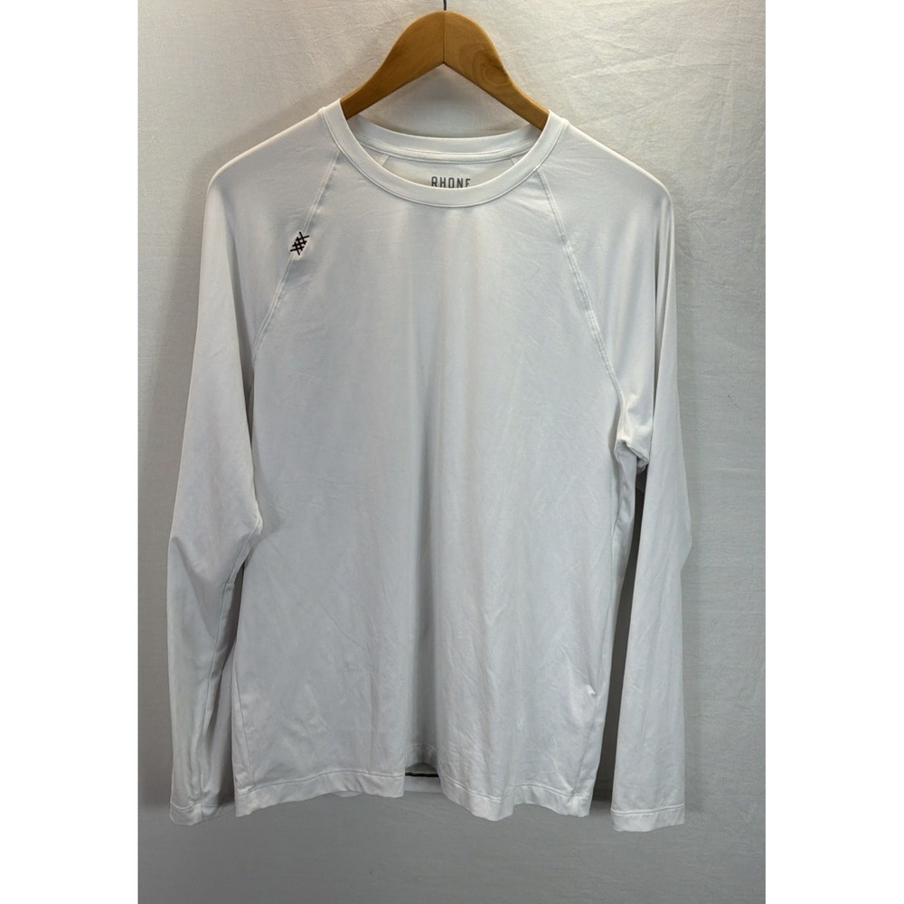 Rhone Men's M Performance Long Sleeve Tee Shirt White Gym Base Layer Athletic